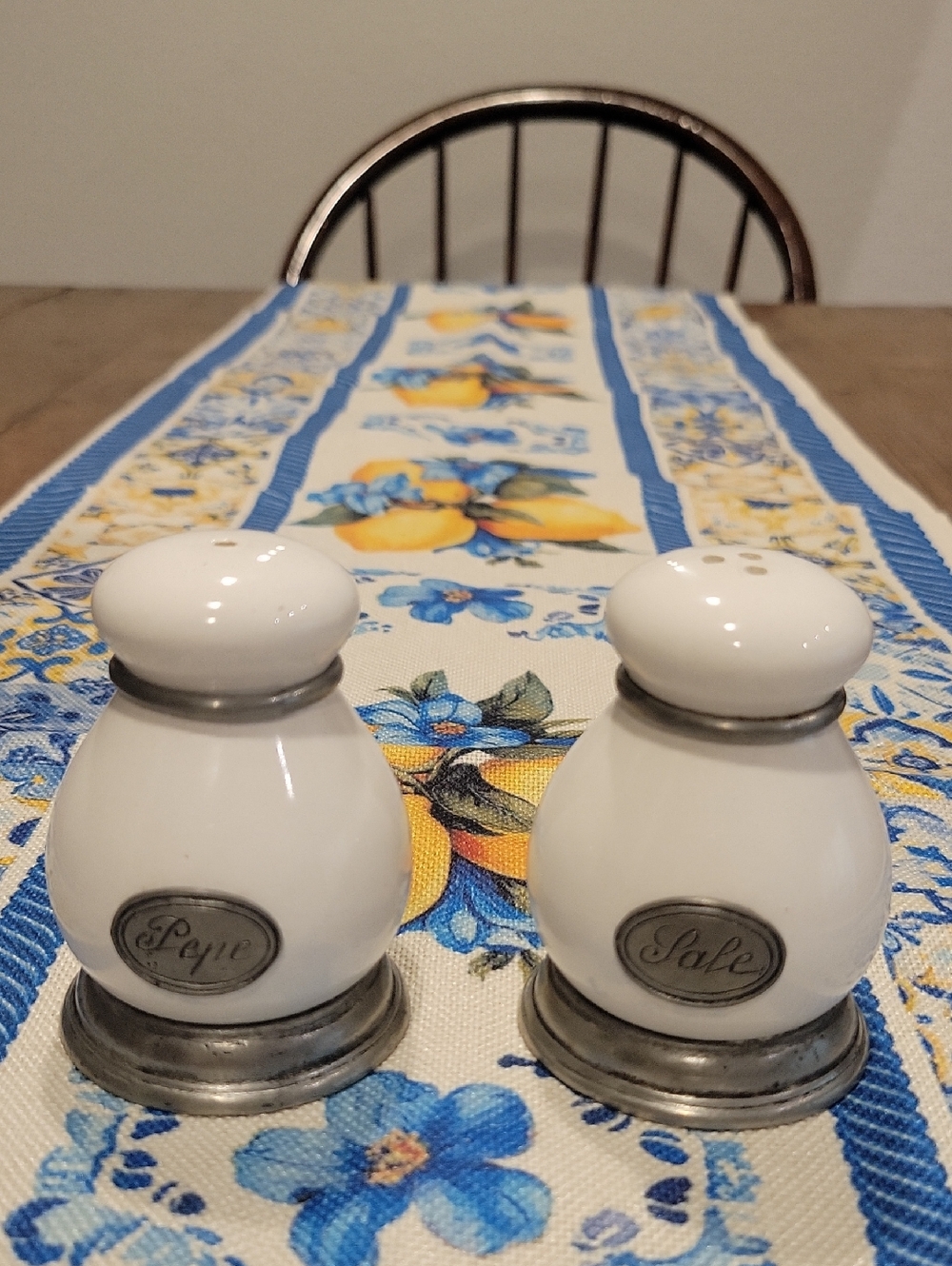Italian Ceramic and Pewter Salt And Pepper Shakers